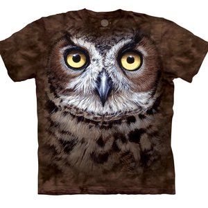 Great Horned Owl Bird Feathers Owls Fly Hoot Barn Brown Shirt Mountain S-3X